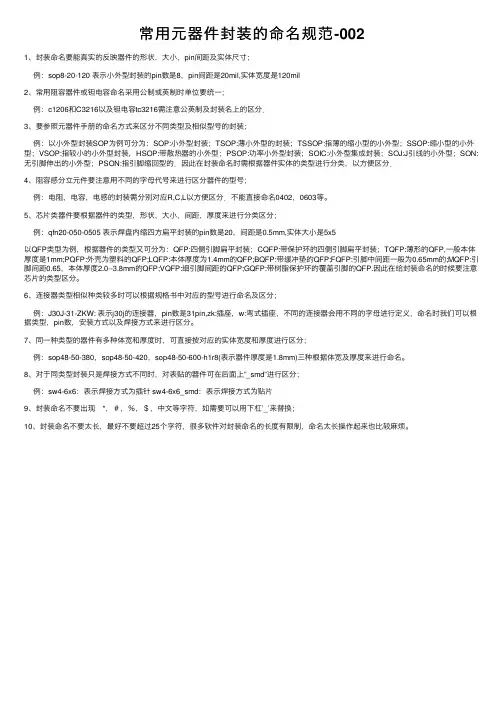 常用元器件封装的命名规范-002