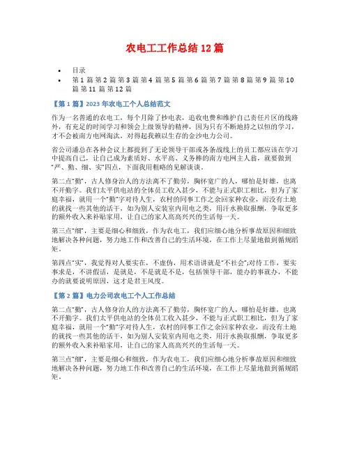农电工工作总结12篇