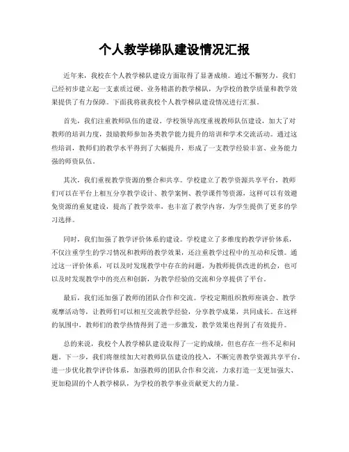 个人教学梯队建设情况汇报