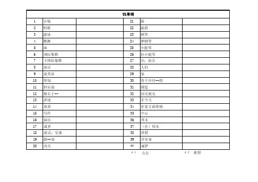 七下单词+中文