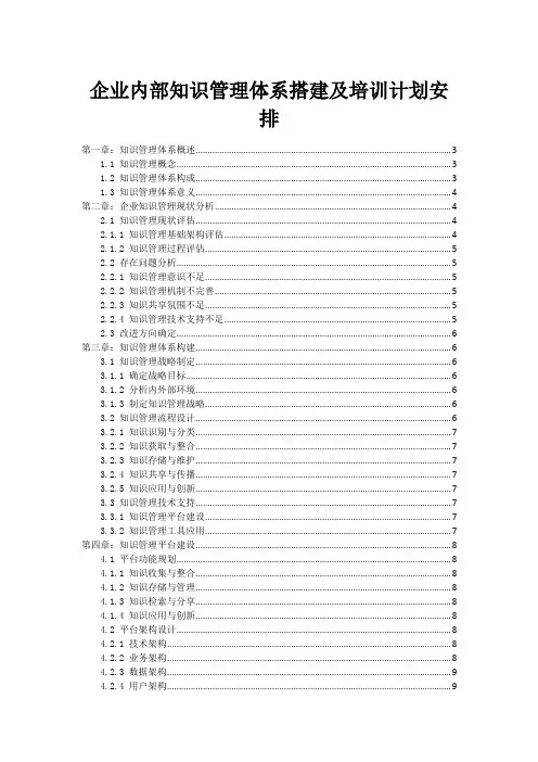 企业内部知识管理体系搭建及培训计划安排