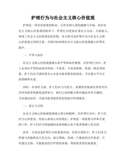 护理行为与社会主义核心价值观