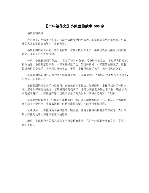 【二年级作文】小狐狸的故事_500字