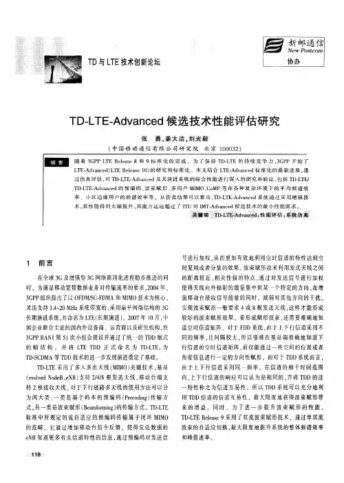 TD-LTE-Advanced候选技术性能评估研究