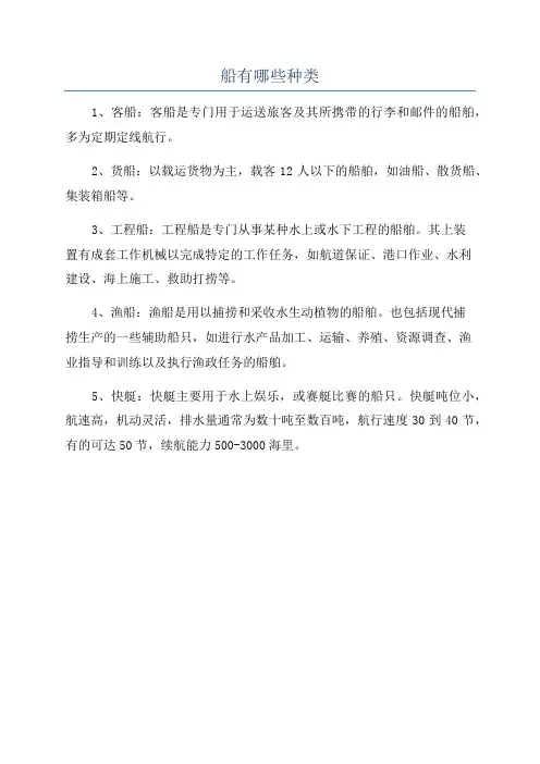 船有哪些种类