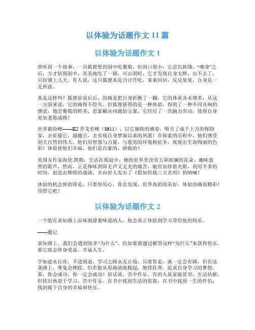 以体验为话题作文11篇