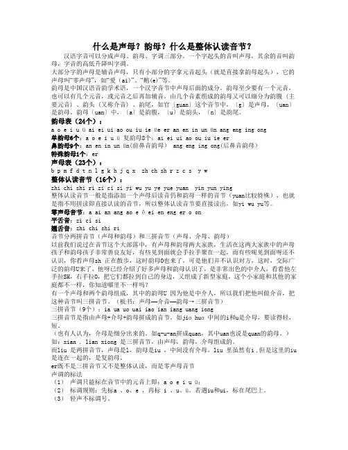 什么是声母？韵母？什么是整体认读音节？