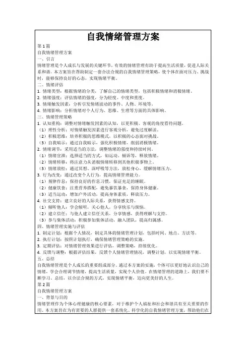 自我情绪管理方案