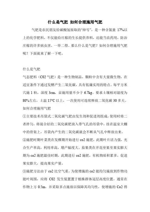 什么是气肥 如何合理施用气肥.doc