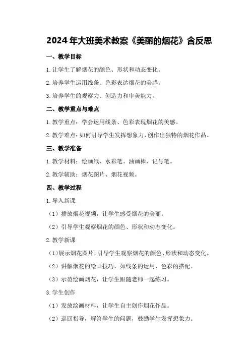 2024年大班美术教案《美丽的烟花》含反思