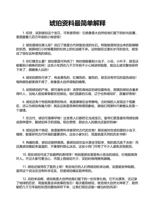 琥珀资料最简单解释