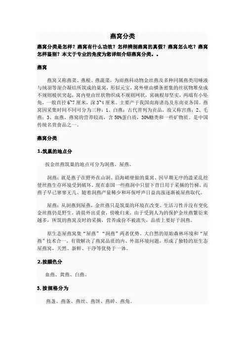 燕窝分类