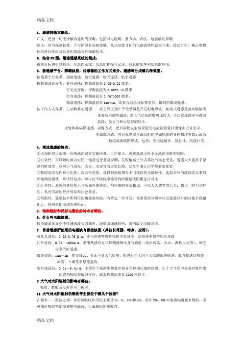 最新遥感导论-复习重点