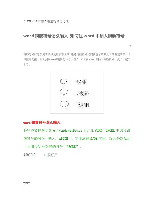 在WORD中输入钢筋符号的方法