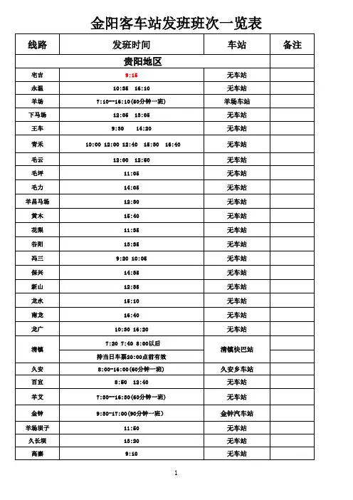 总班次时刻表