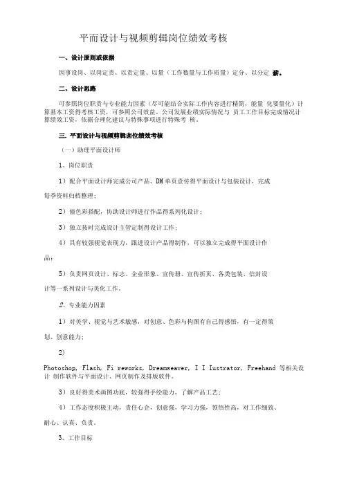 平面设计和视频剪辑岗位职责与绩效考核资料