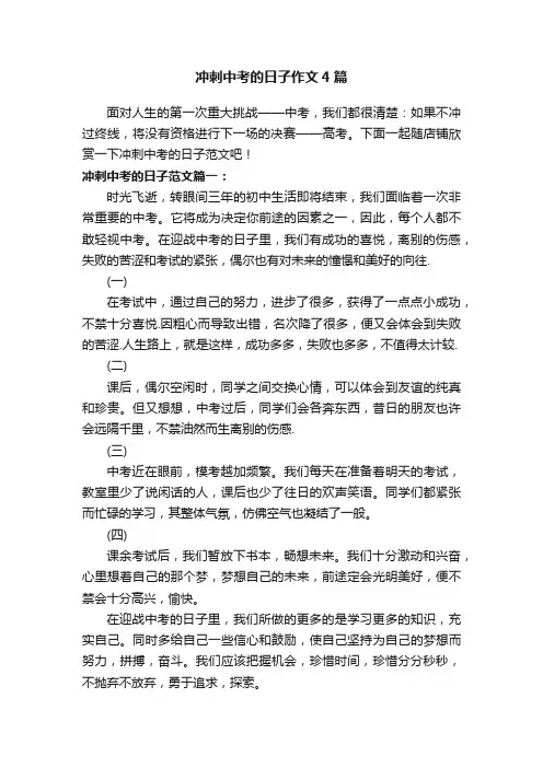 冲刺中考的日子作文4篇