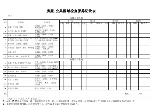 房屋公共区域检查保养记录表
