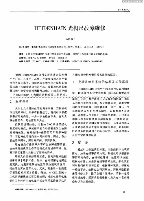 HEIDENHAIN光栅尺故障维修