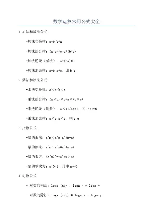 数学运算常用公式大全