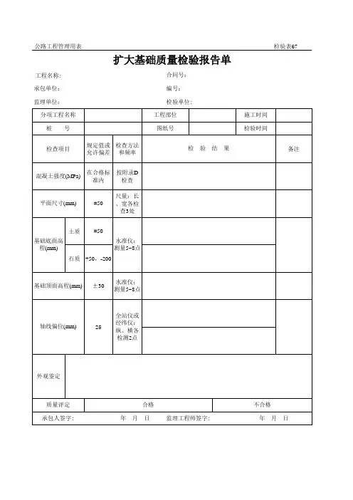公路工程管理用表范本-扩大基础质量检验报告单.xls