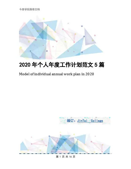 2020年个人年度工作计划范文5篇