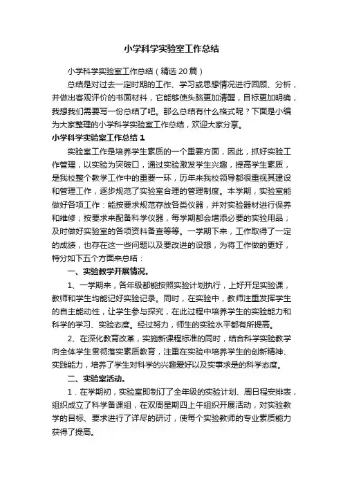 小学科学实验室工作总结