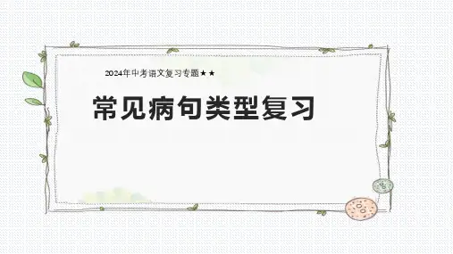 2024年中考语文复习专题 常见病句类型讲解 课件(共25张PPT)