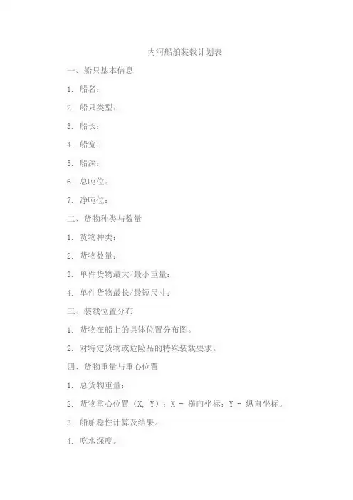 内河船舶装载计划表