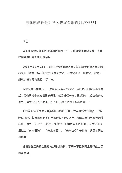 蚂蚁金融商业计划书