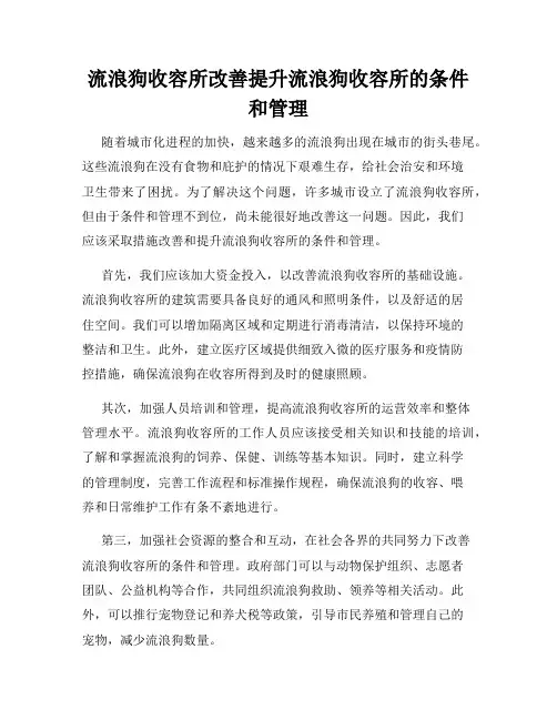 流浪狗收容所改善提升流浪狗收容所的条件和管理