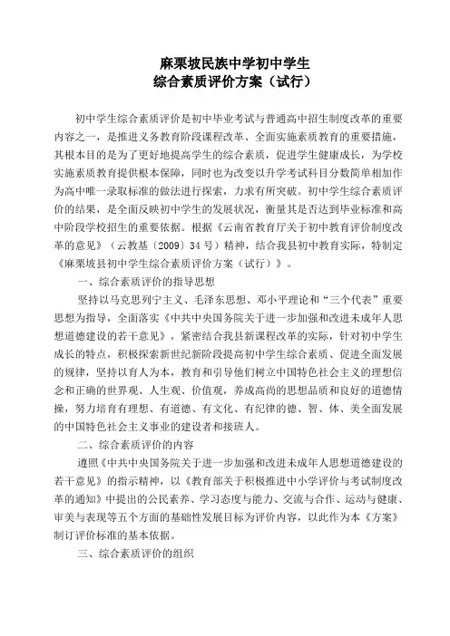 c12-3初中毕业生综合素质评价方案