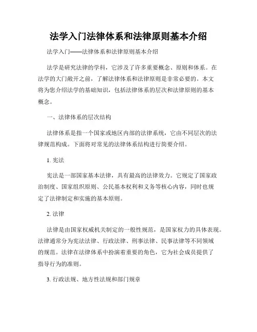 法学入门法律体系和法律原则基本介绍