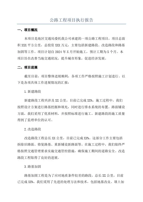 公路工程项目执行报告