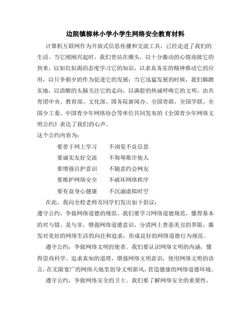 小学生网络安全教育材料