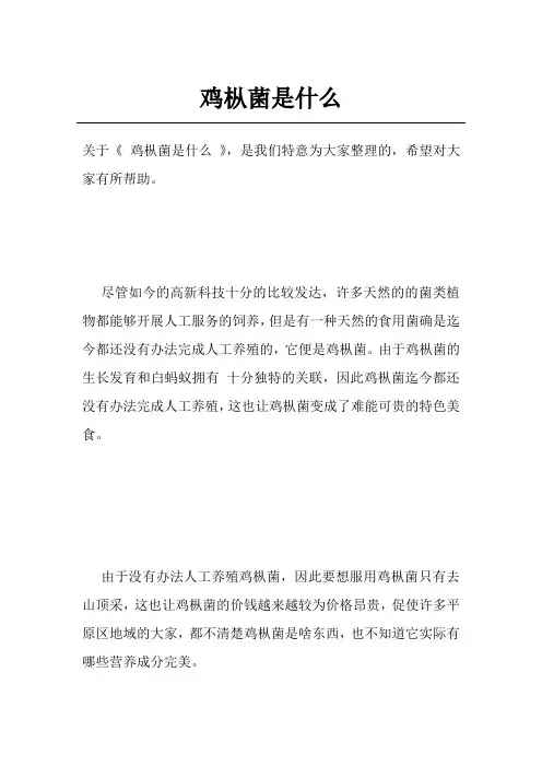 鸡枞菌是什么