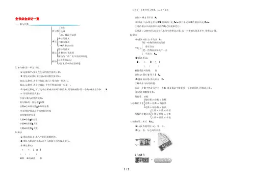 二年级数学上册 全书必会必记一览 北师大版
