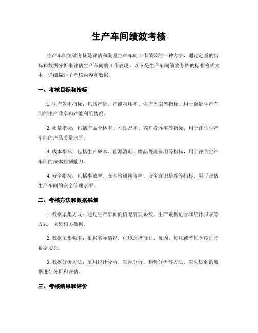 生产车间绩效考核