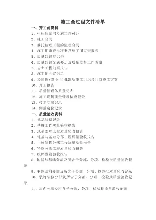 施工全过程文件清单