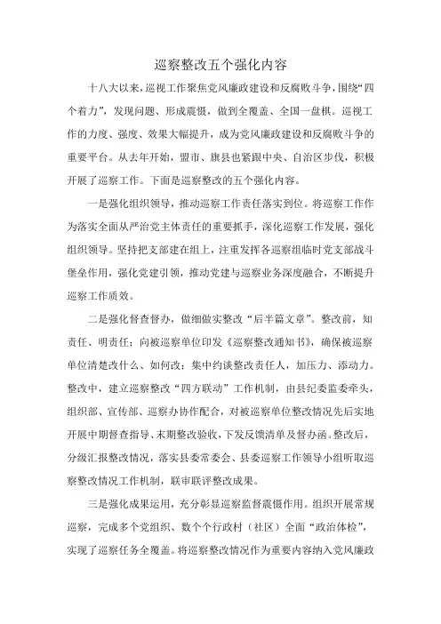 巡察整改五个强化内容