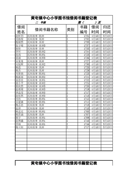 图书室借阅记录表