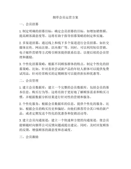 烟草会员运营方案