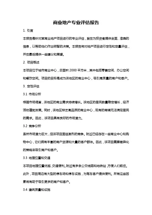 商业地产专业评估报告