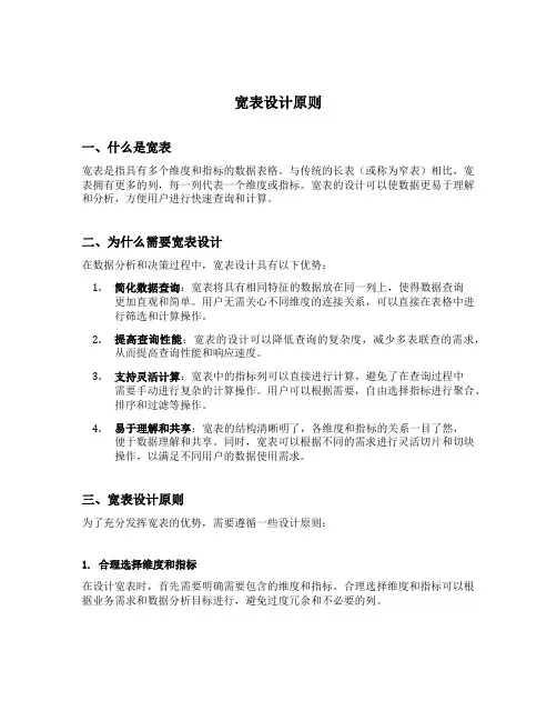 宽表设计原则