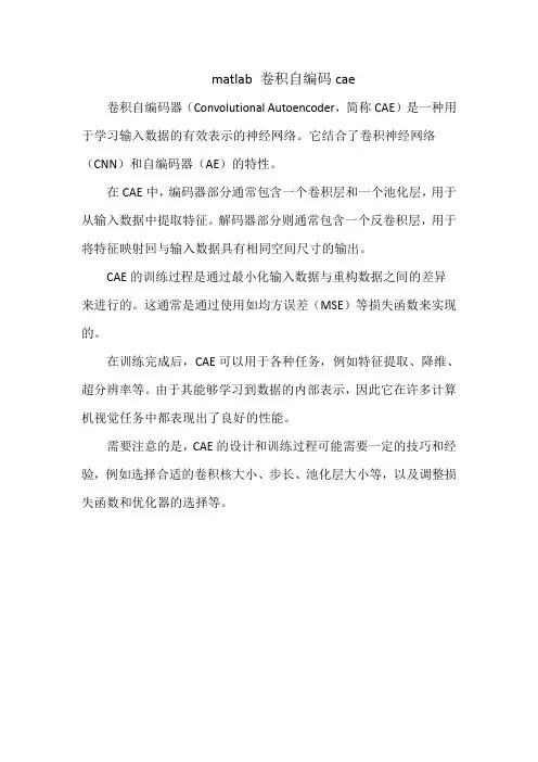 matlab 卷积自编码cae