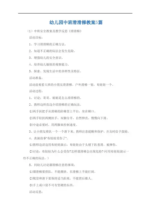 幼儿园中班滑滑梯教案5篇