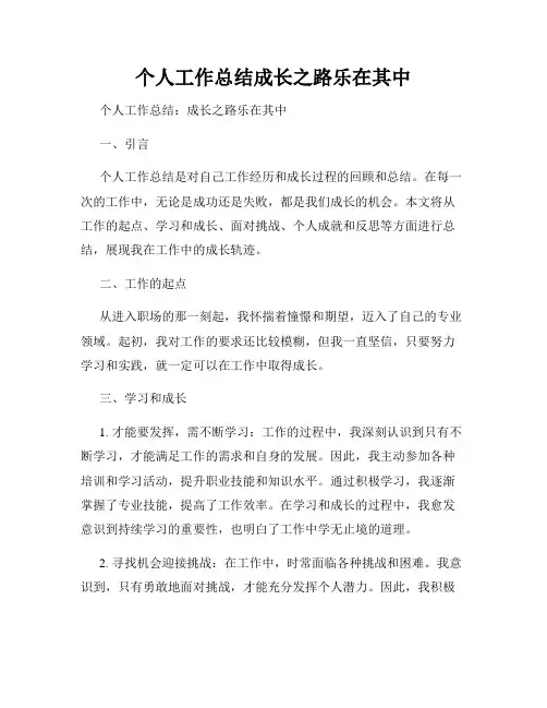 个人工作总结成长之路乐在其中