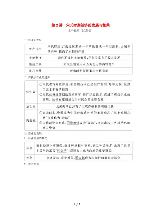通史版2020年高考历史一轮复习第一部分第四单元古代中华文明的成熟与鼎盛--宋元第2讲宋元时期经济的