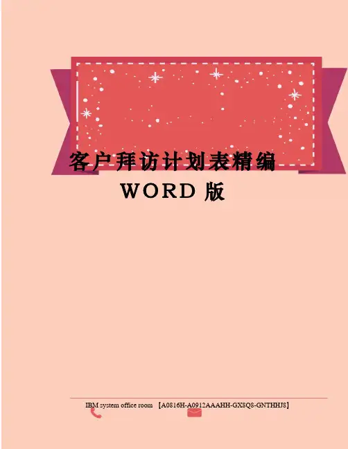 客户拜访计划表精编WORD版