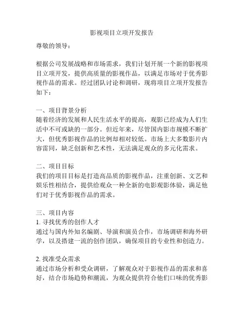 影视项目立项开发报告
